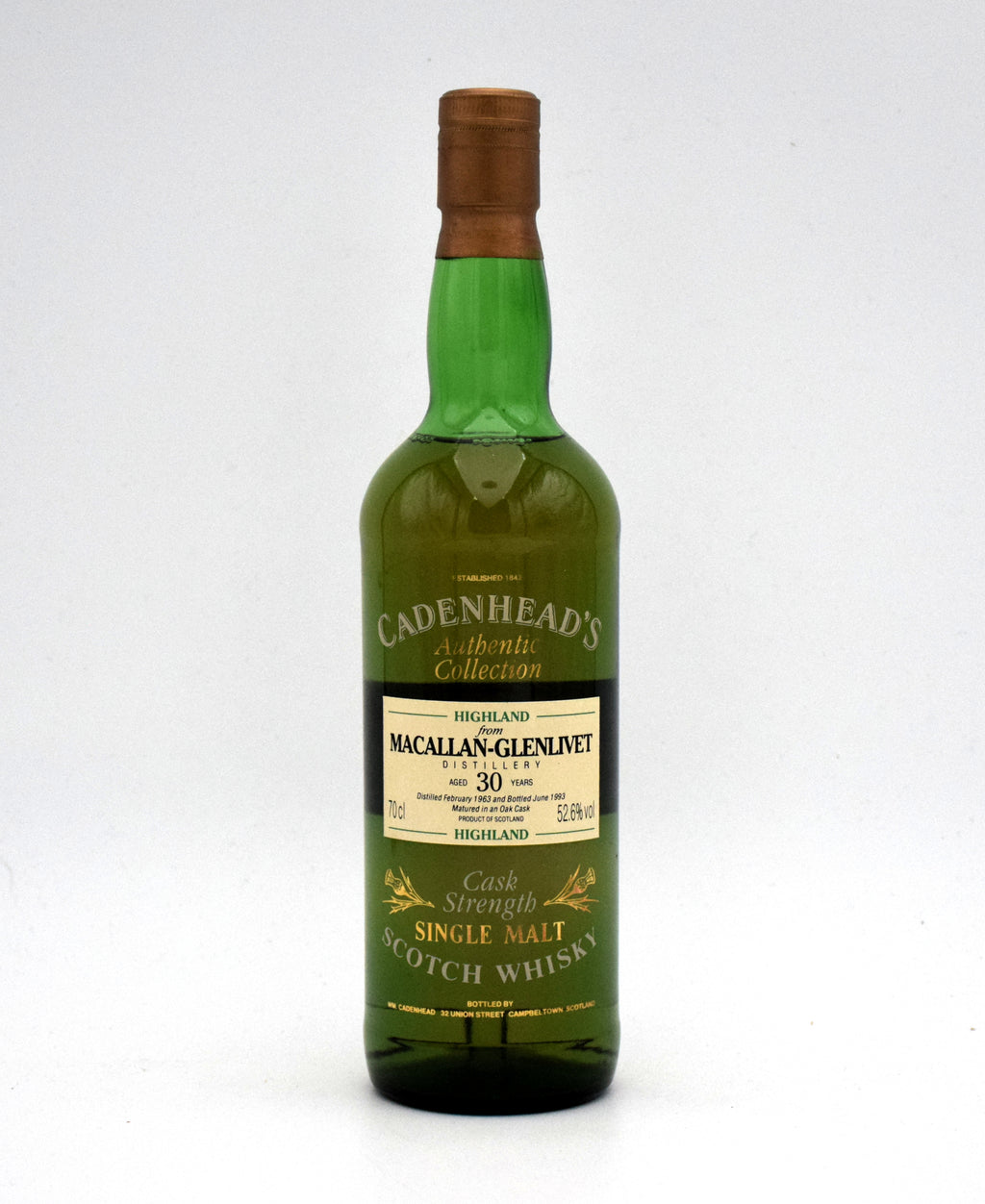 Cadenhead's Authentic Collection Macallan-Glenlivet 30 Year Old Single Malt Scotch - 1963 Release